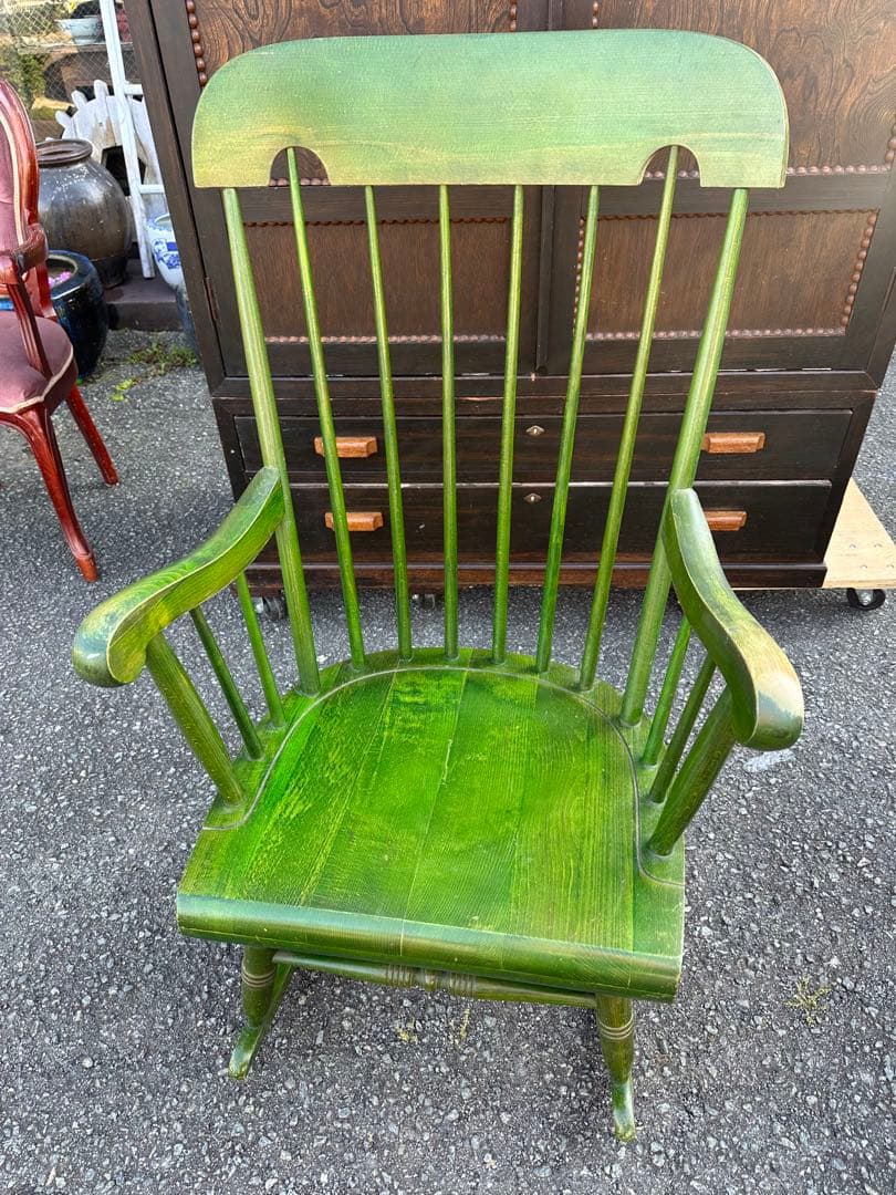 サマーセール‼️キツツキ ロッキングチェア 稀少グリーンヴィンテージ
