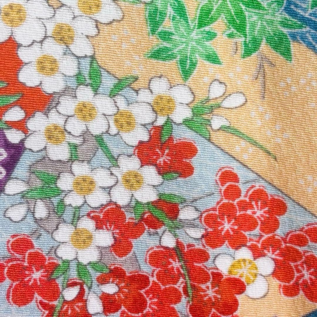 【女の子】 着物単品 草花模様 流水 波紋様 七五三 7歳