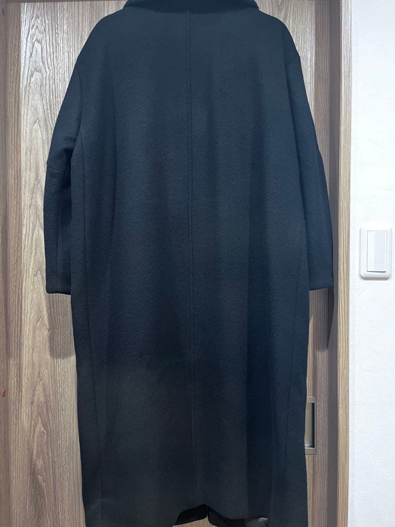 CLANE RIB COLLAR WOOL LONG COAT ブラック