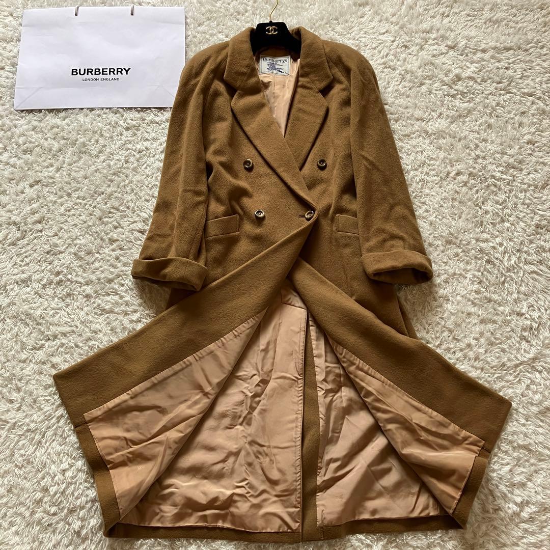 1523 バーバリー　チェスターコート　カシミヤ　ブラウン　ダブル　ホースロゴ