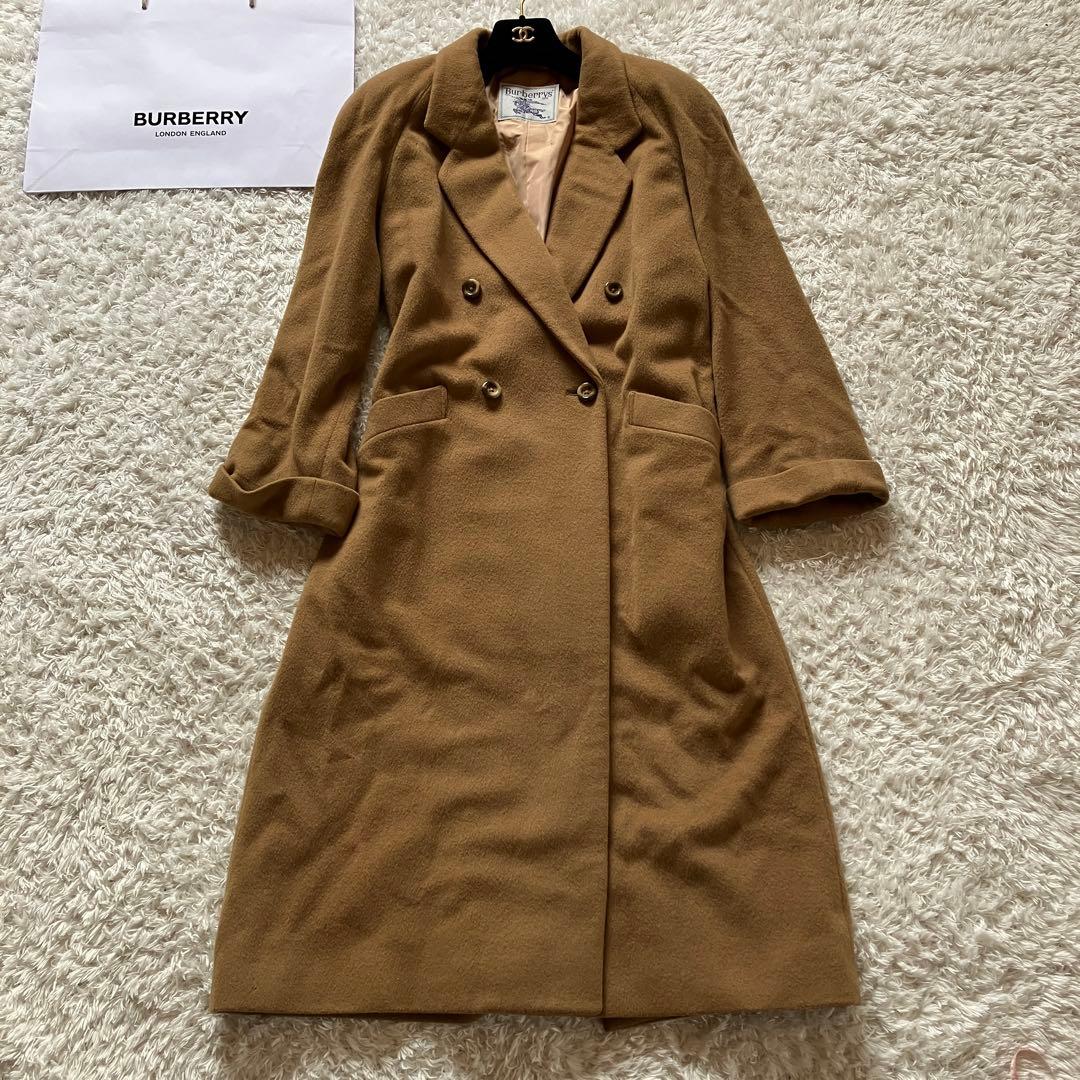 1523 バーバリー　チェスターコート　カシミヤ　ブラウン　ダブル　ホースロゴ
