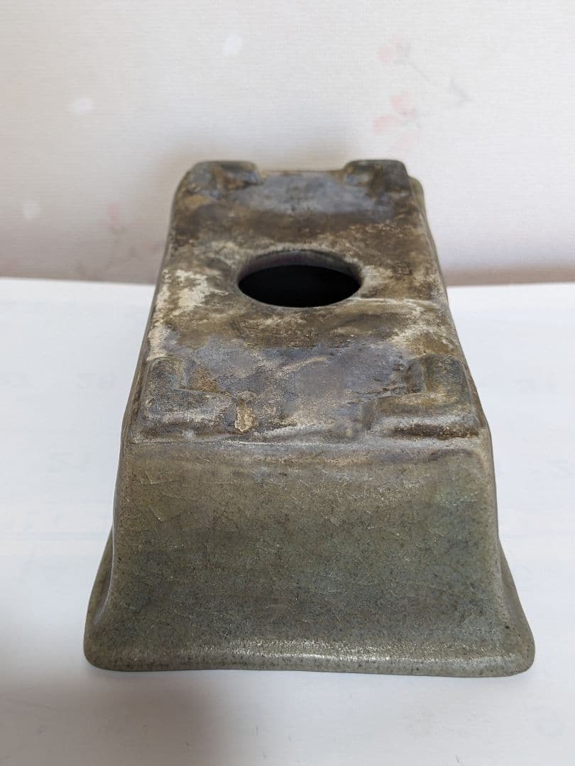 ♦中国古玩 長方形辰砂ミニ盆栽鉢 北京紫禁城 建福宮印 古美術品 骨董品