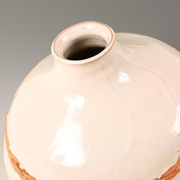 萩焼【波多野善蔵造】◆白萩細口蝋抜大壺◆指月窯【陶器・壺・花瓶・花入