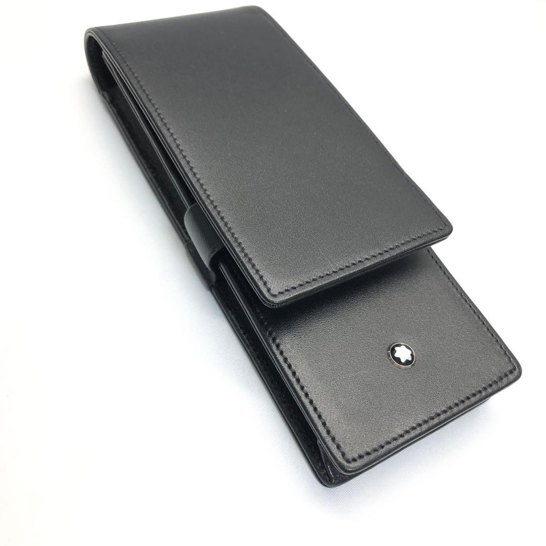 【美品✨】　MONTBLANCモンブラン　ペンケース　3本用　ブラック　レザー