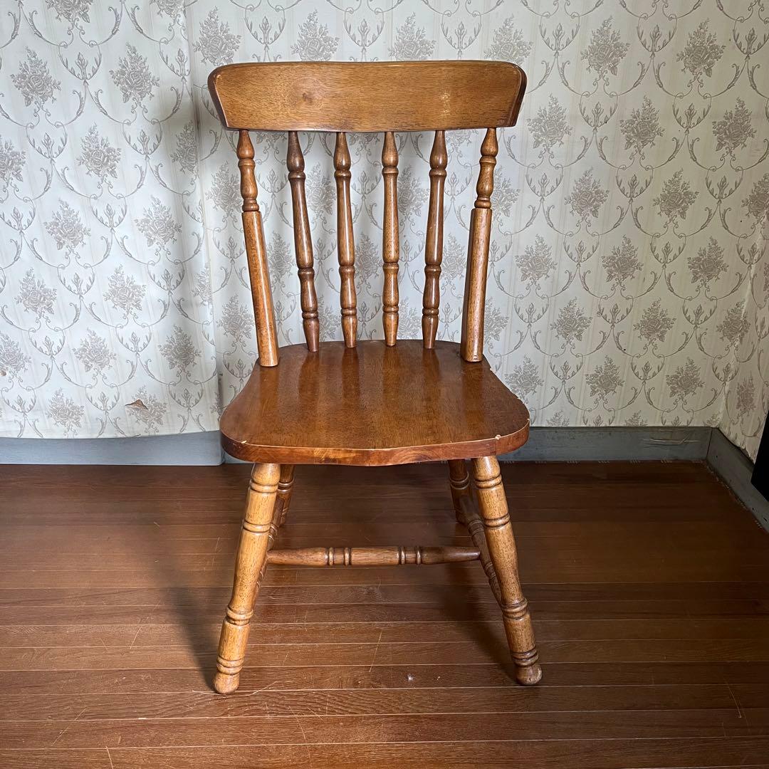 【アンティーク】⑤ 北欧レトロ 木製 ウィンザーチェア 椅子 ろくろ脚 古家具