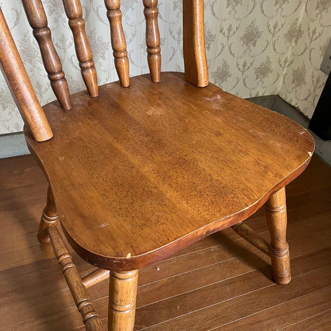 【アンティーク】⑤ 北欧レトロ 木製 ウィンザーチェア 椅子 ろくろ脚 古家具