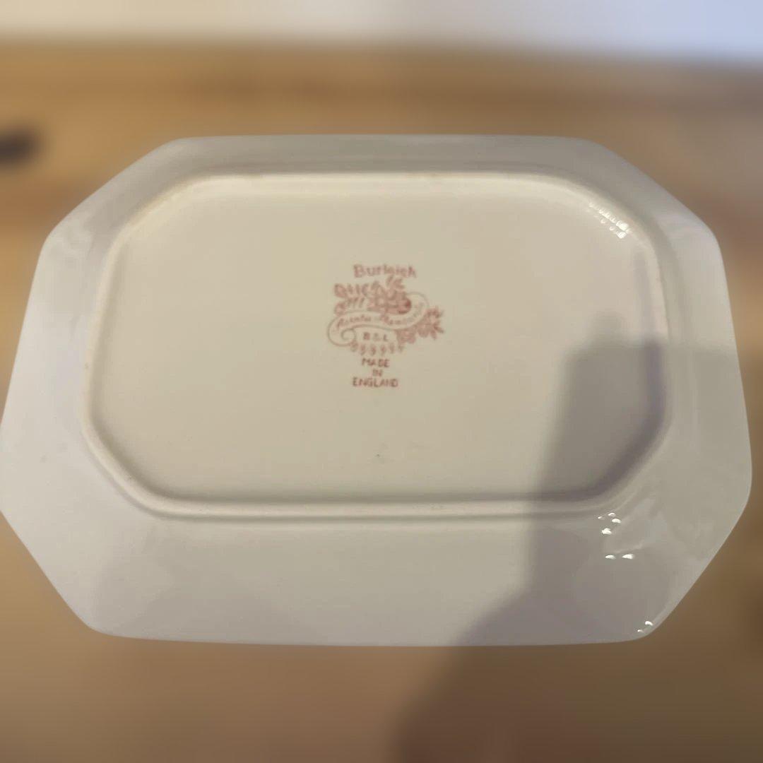 《Burleigh》ピンクアジアティックフェザンツ　スクエアディッシュ