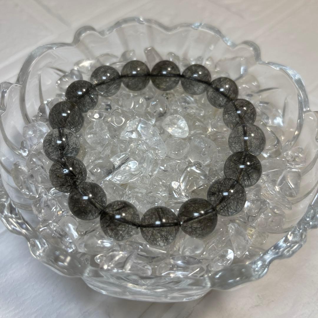 ブラックルチルクォーツ　12mm パワーストーン　天然石　高品質　大玉 開運