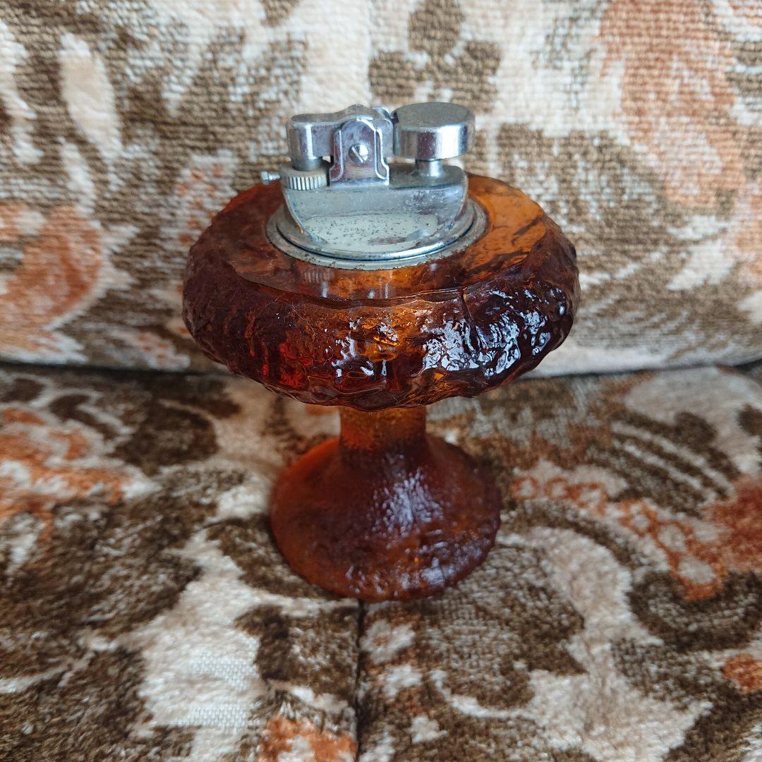 アンバーガラス 置き型ライター希少アンティーク