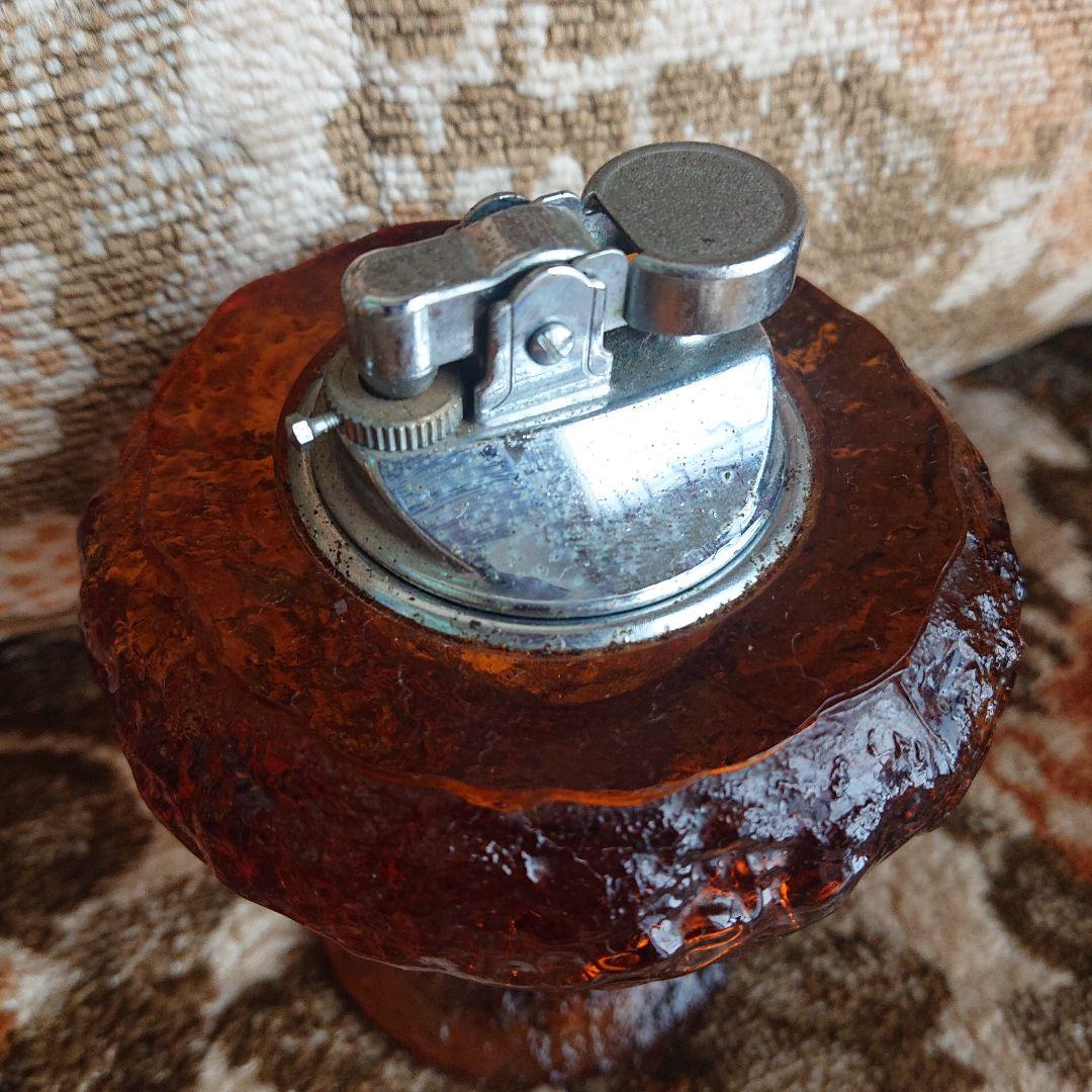 アンバーガラス 置き型ライター希少アンティーク