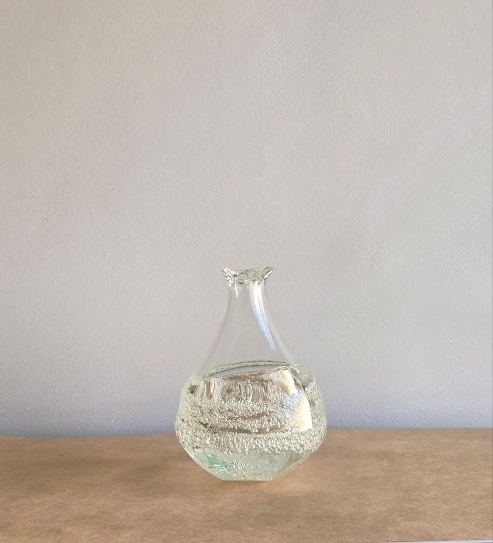 ＊新品未使用＊　泡入りガラスの一輪挿し　ガラス作家