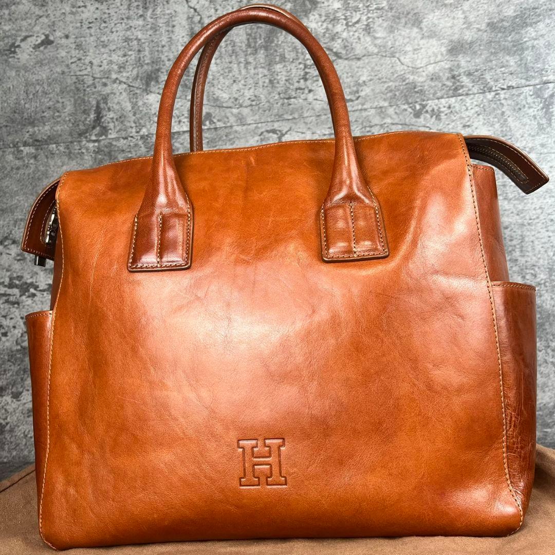 HIROFU ヒロフ カーフレザー バッグ キャラメルブラウン A4対応