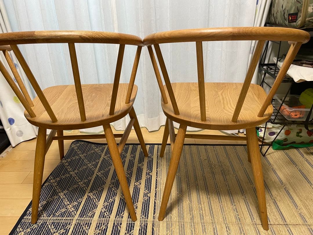 無印良品　オーク材 アームチェア 丸脚 2脚