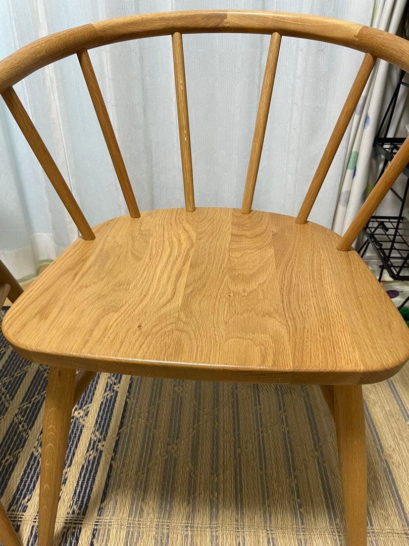 無印良品　オーク材 アームチェア 丸脚 2脚