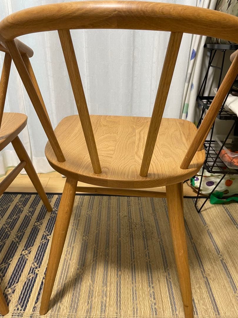 無印良品　オーク材 アームチェア 丸脚 2脚