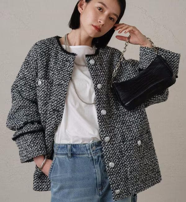 Loungedress ラウンジドレス ツイードジャケット ブラウン