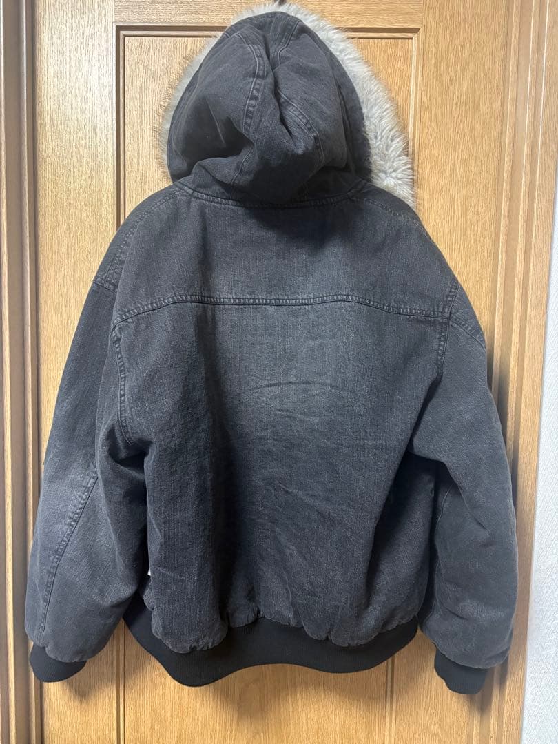 【Perushu】 ヴィンテージライクデニムフードファーブルゾン