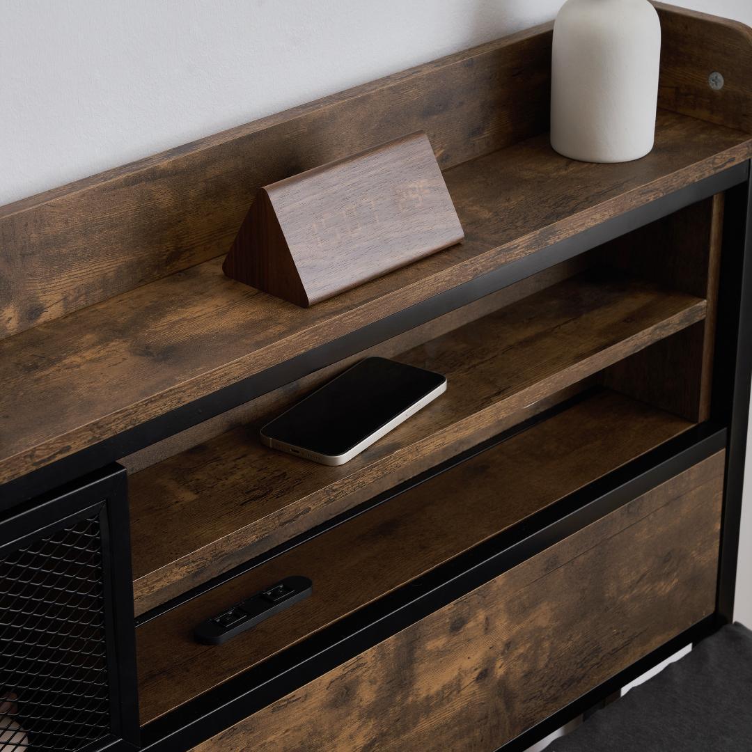 赤字価格！！【D・ダブル】 ベッドフレーム コンセント付き 宮付き　オシャレ