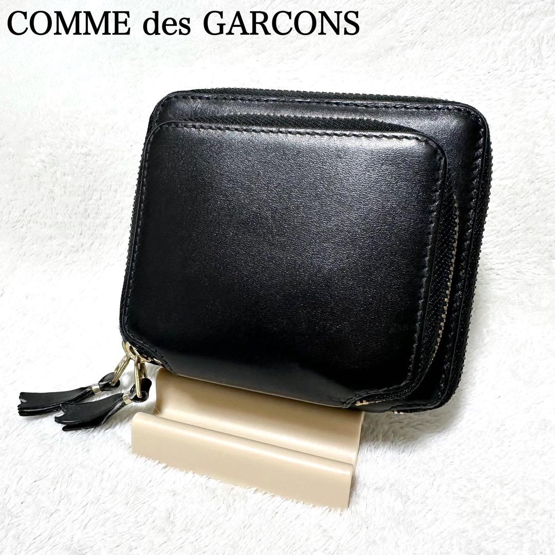 コムデギャルソン ウォレット アウトサイドポケット ラウンドファスナー 黒 本革