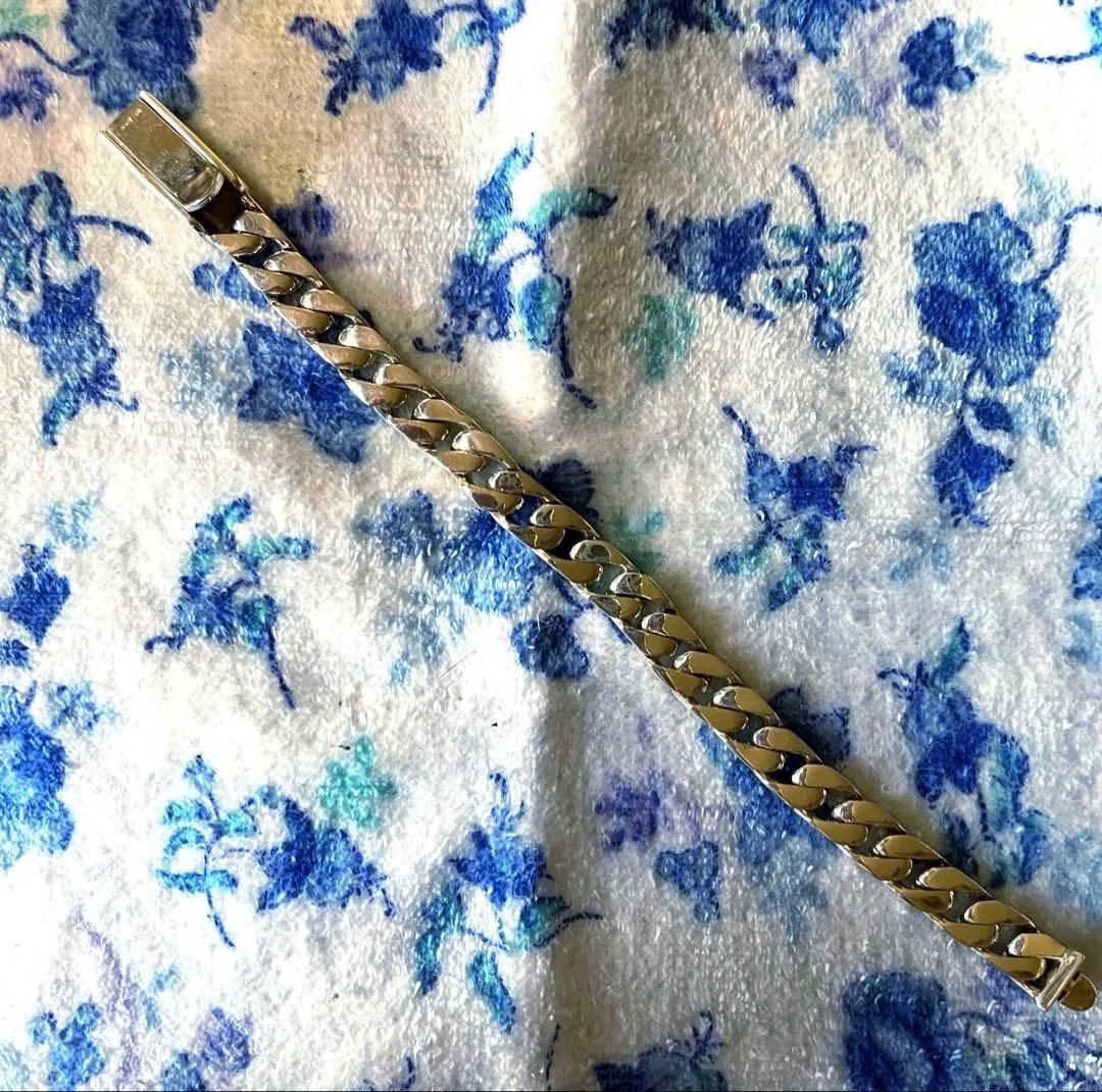 シルバー 喜平ブレスレット ロック式18cm幅1cm極美品