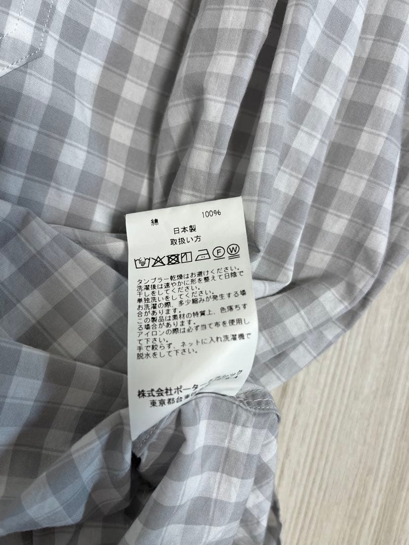 Porter Classic ロールアップシャツ　グレー　ギンガム　 M