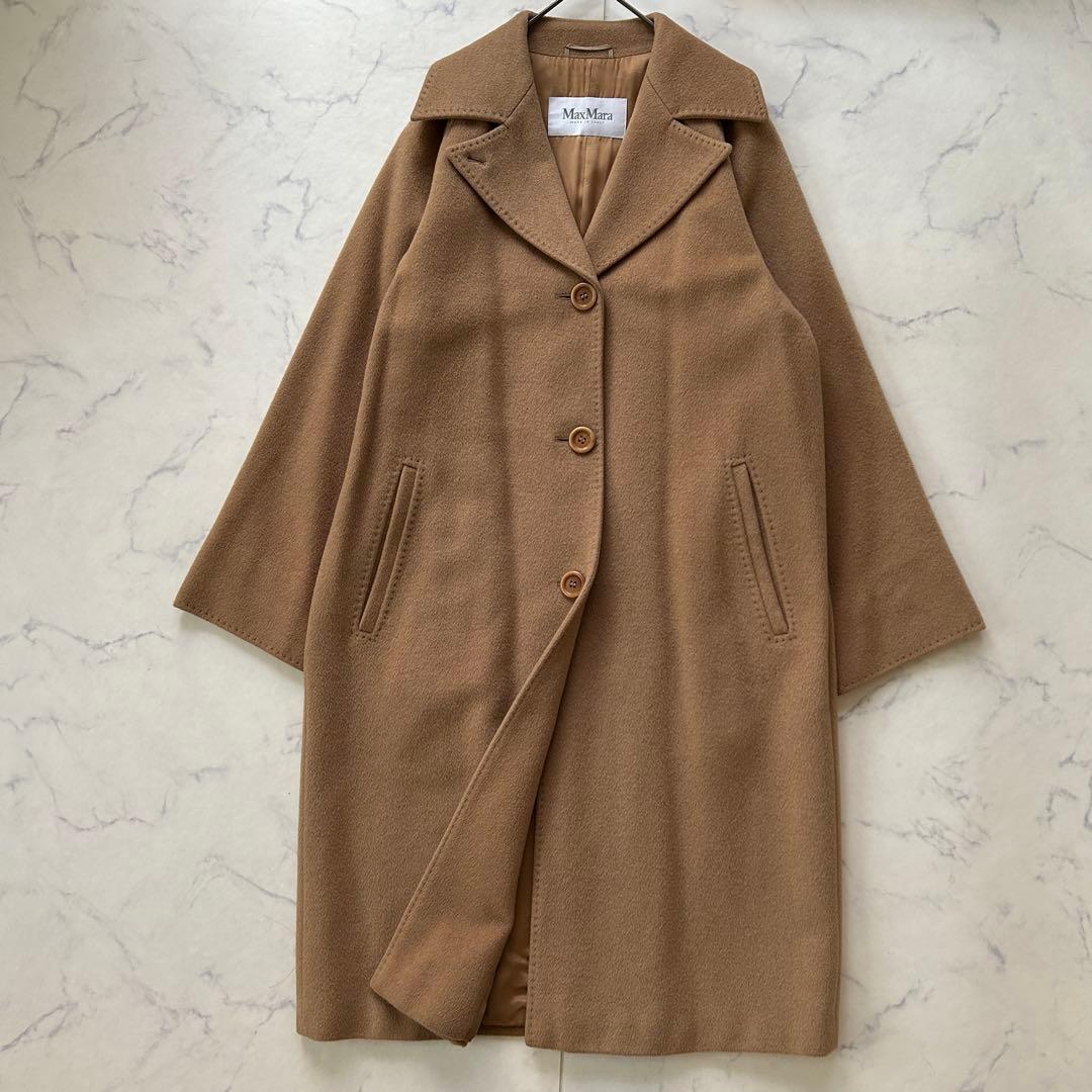 キャメル100% 最高級白タグ マックスマーラ ロングコート チェスターコート