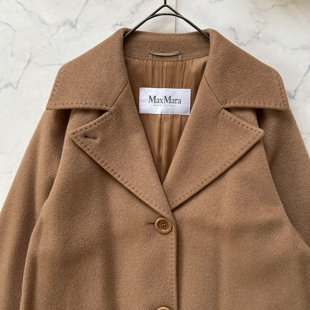 キャメル100% 最高級白タグ マックスマーラ ロングコート チェスターコート