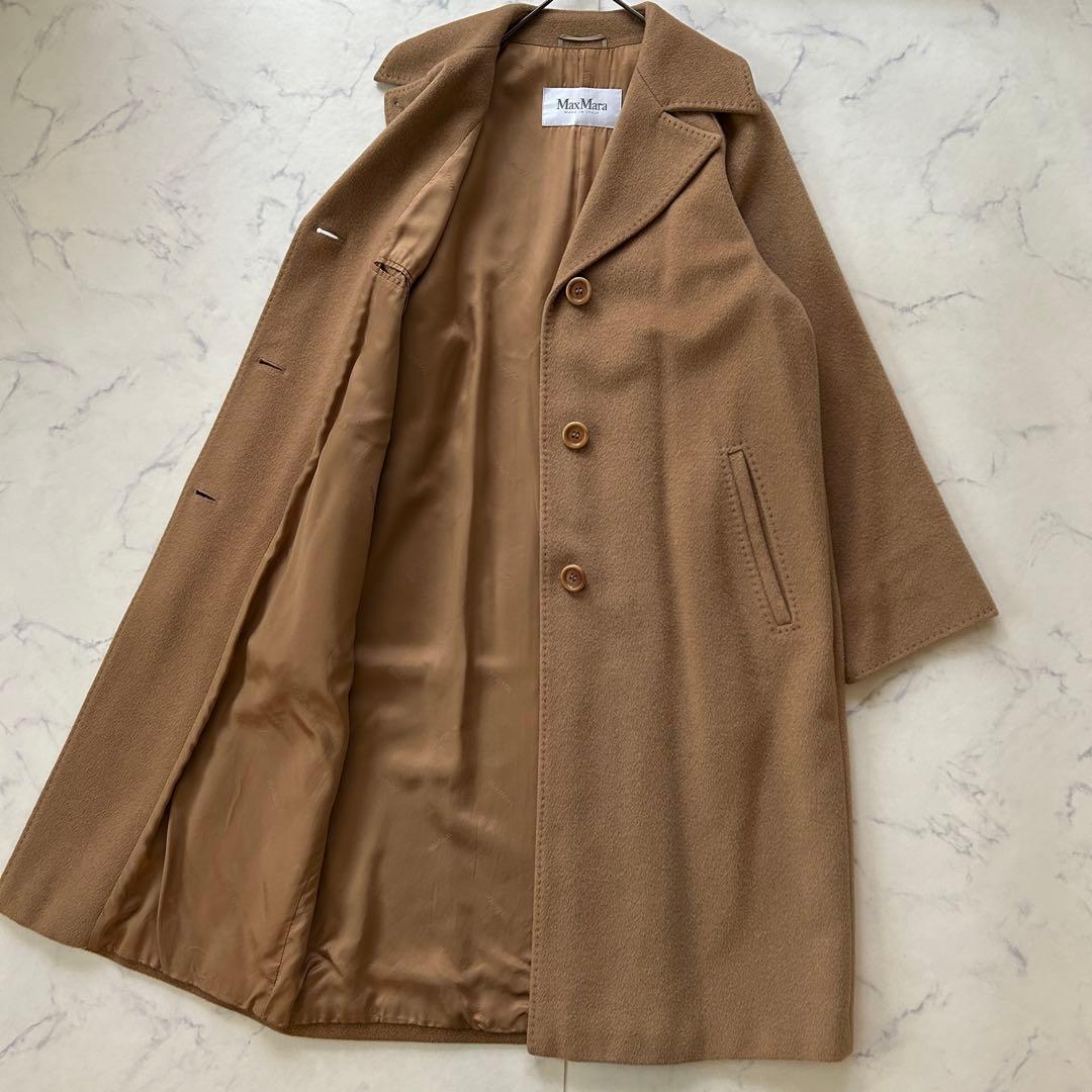 キャメル100% 最高級白タグ マックスマーラ ロングコート チェスターコート