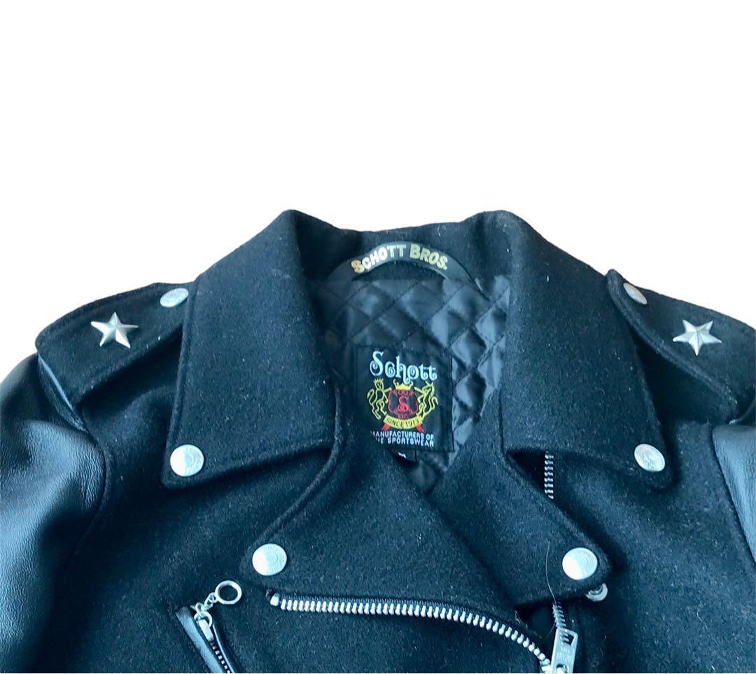 schott ショット ダブルライダースジャケット キルティング ラムレザー 黒