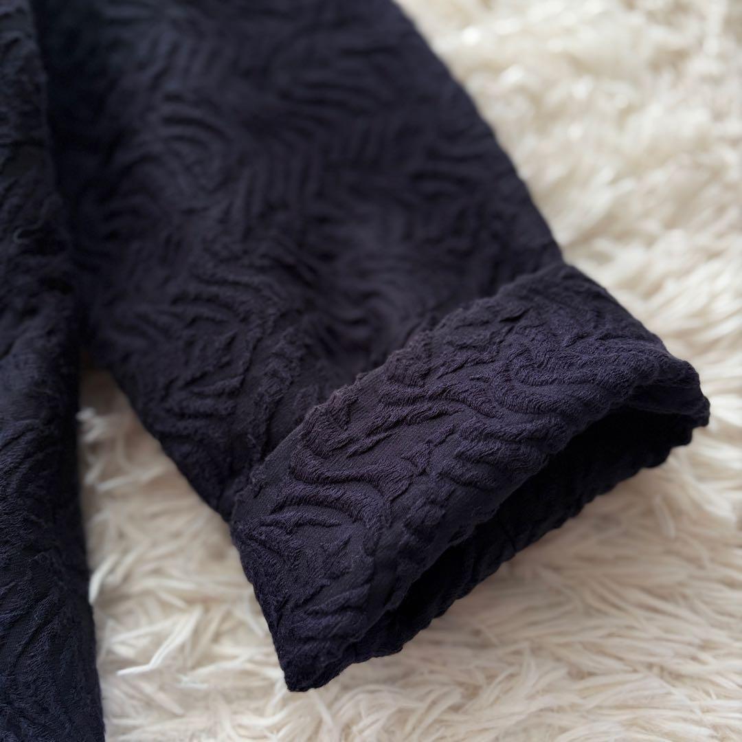 【希少✨】EPOCAエポカ ジャガードノーカラーコート ネイビー ゆったり40