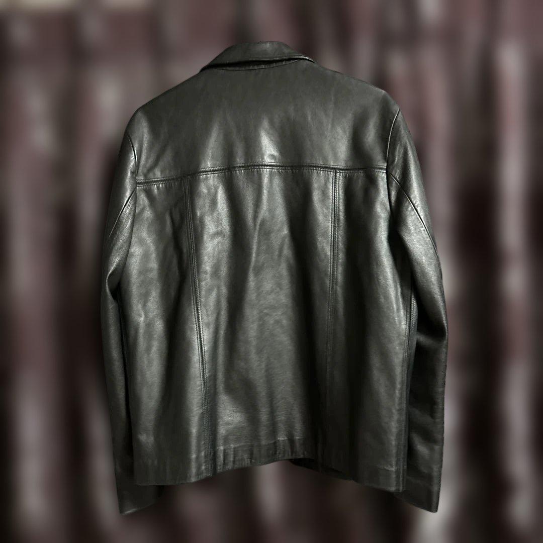 オンワード樫山　john varvatos レザージャケット　黒　ブルゾン　50