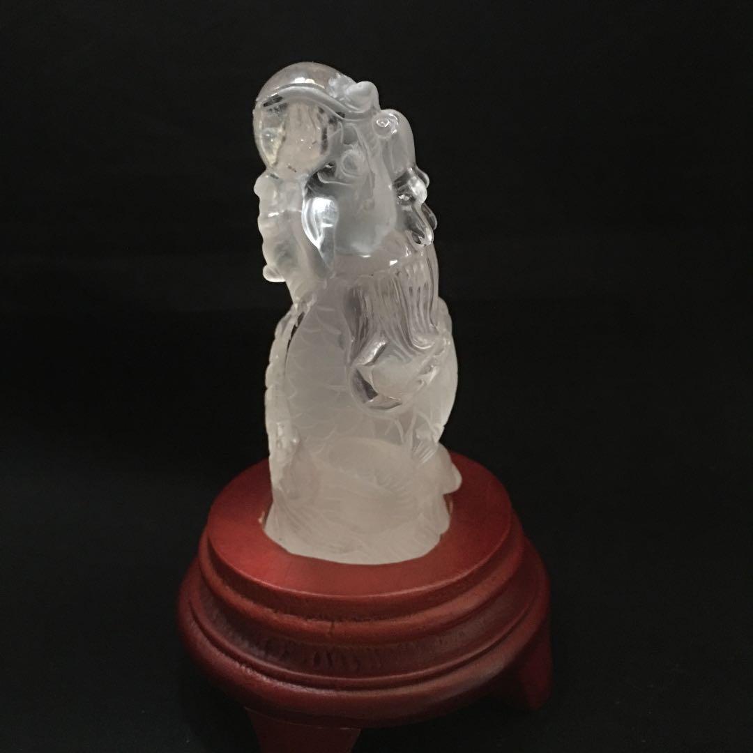 天然水晶 龍彫刻　昇り龍　縁起物