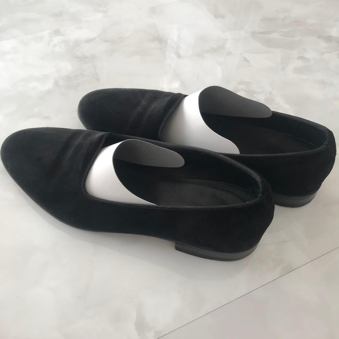 スペイン製　黒 スエード スリッポンシューズ