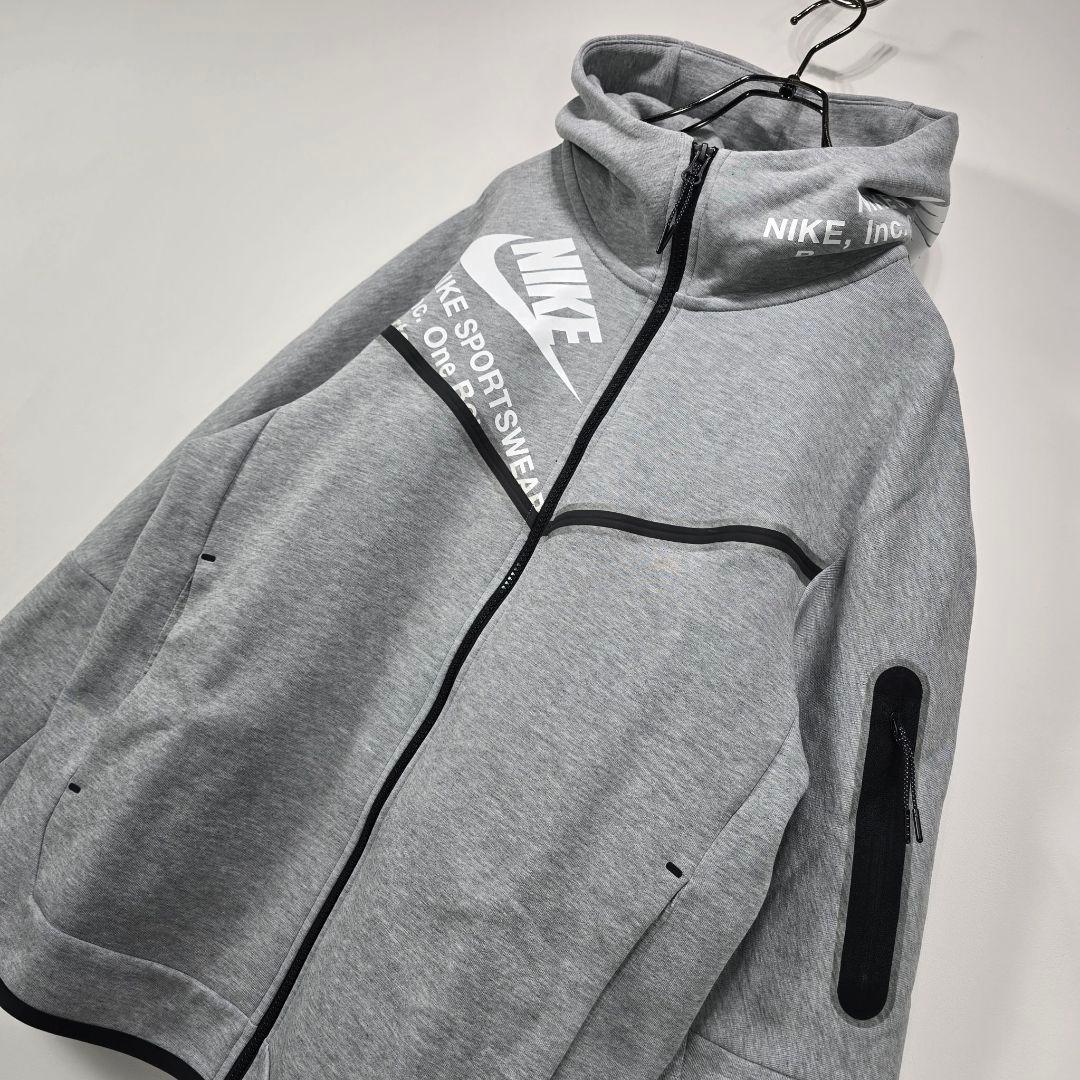 NIKE　テック　フリース　フルジップ　フーディー　パーカー　M　グレー　古着