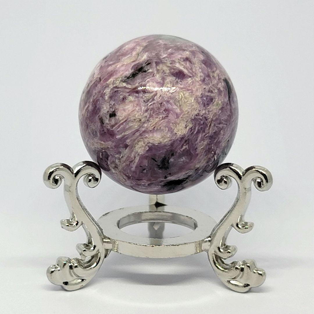 ☆天然石☆チャロアイト スフィア　ピンクパープル　丸玉