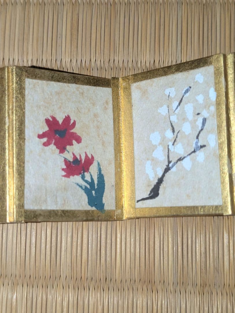 稀少！古い雛道具　花の絵の折り本