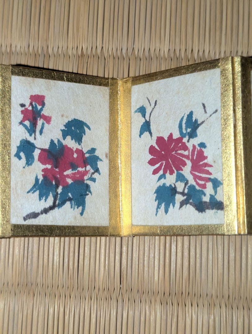 稀少！古い雛道具　花の絵の折り本