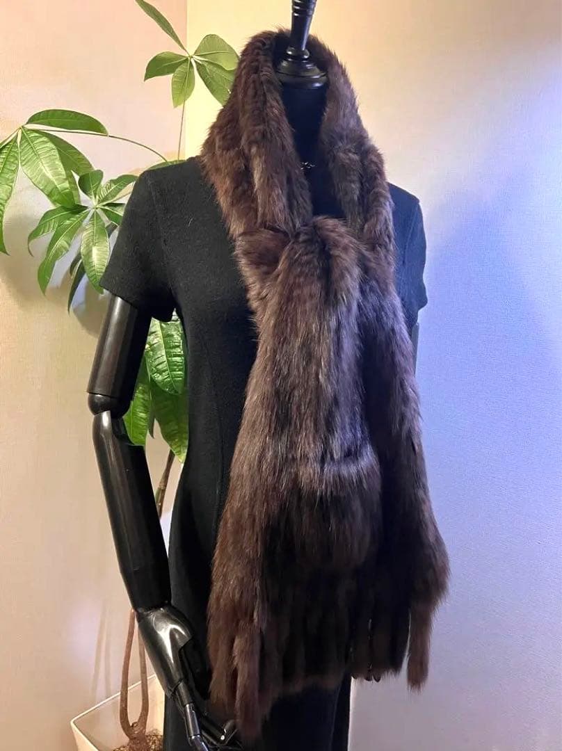 ロシアンセーブルヤーンポケット付きロングマフラー☆