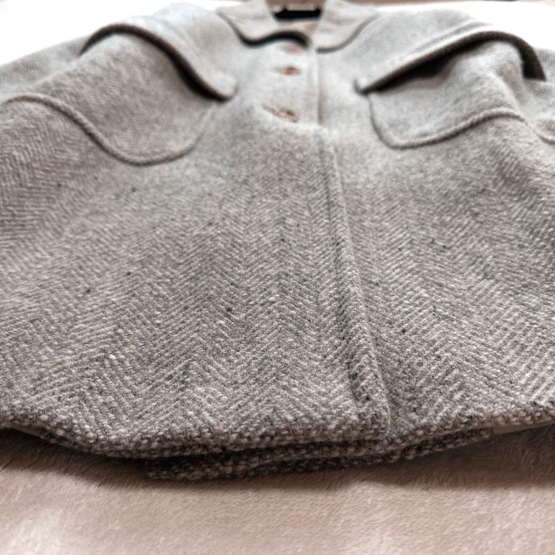 近年 マーガレットハウエル ネップヘリンボーン ツイード ラグランコート ロング