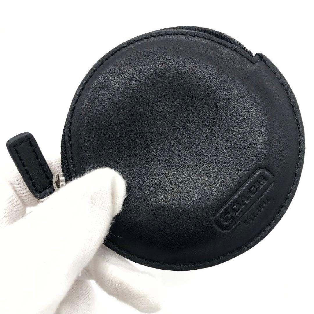 新品同様☆オールドコーチ　 レザー　ケース　 ブラック　丸形