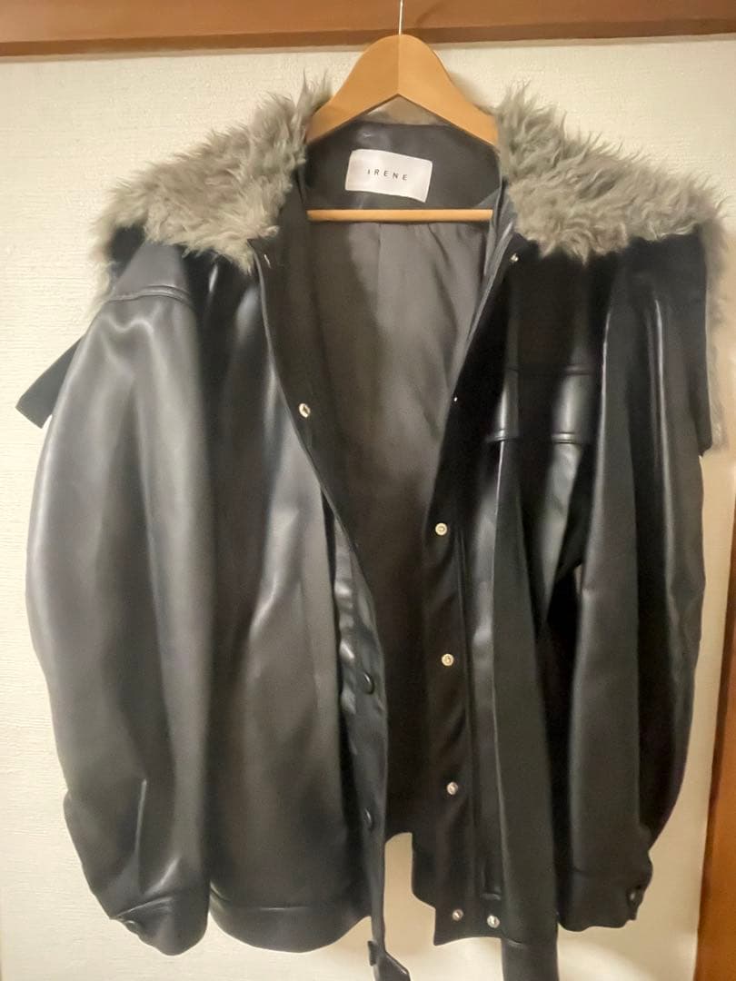 アイレネ☆IRENE Fur Hooded Leather Jacket