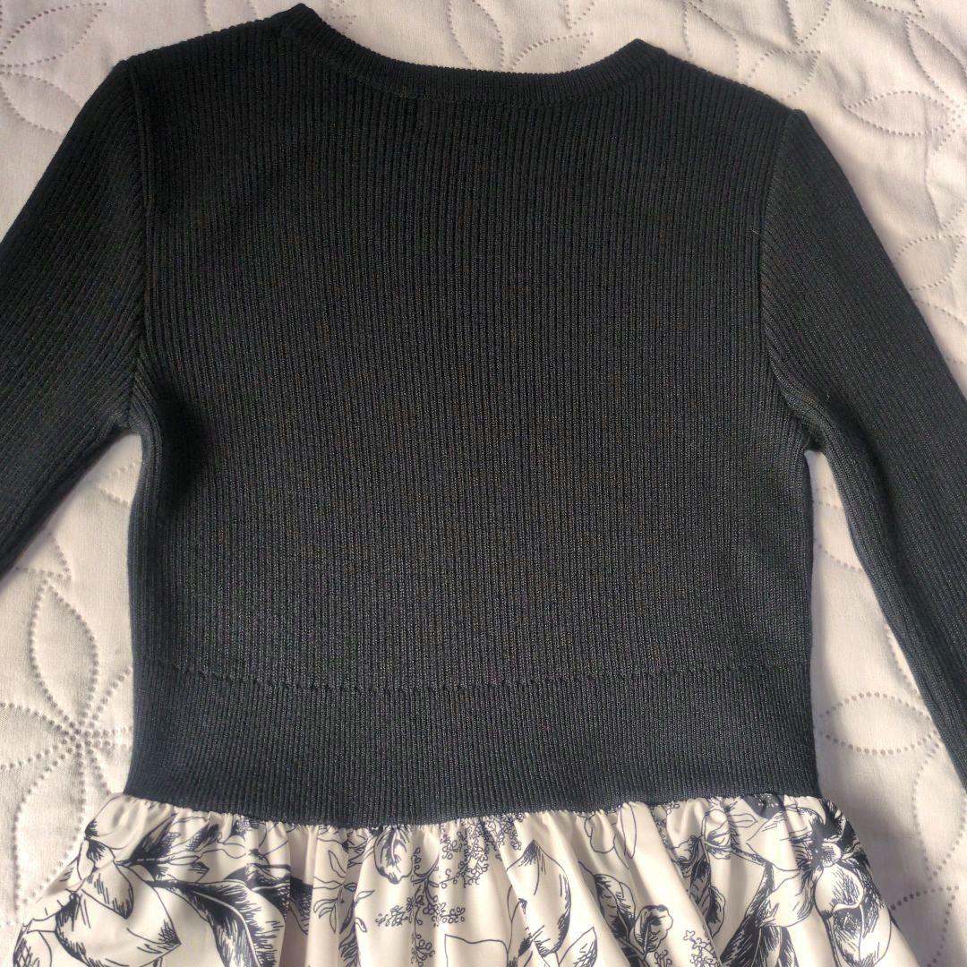 バーニーズニューヨーク　花柄ドッキングワンピース　ニット　長袖