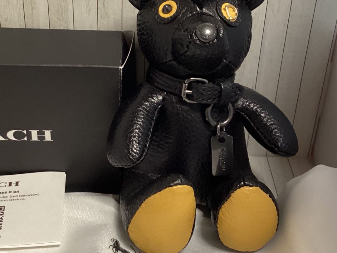 保存袋付き未使用美品コーチCOACH クマ型レザーキーホルダー貴重本物