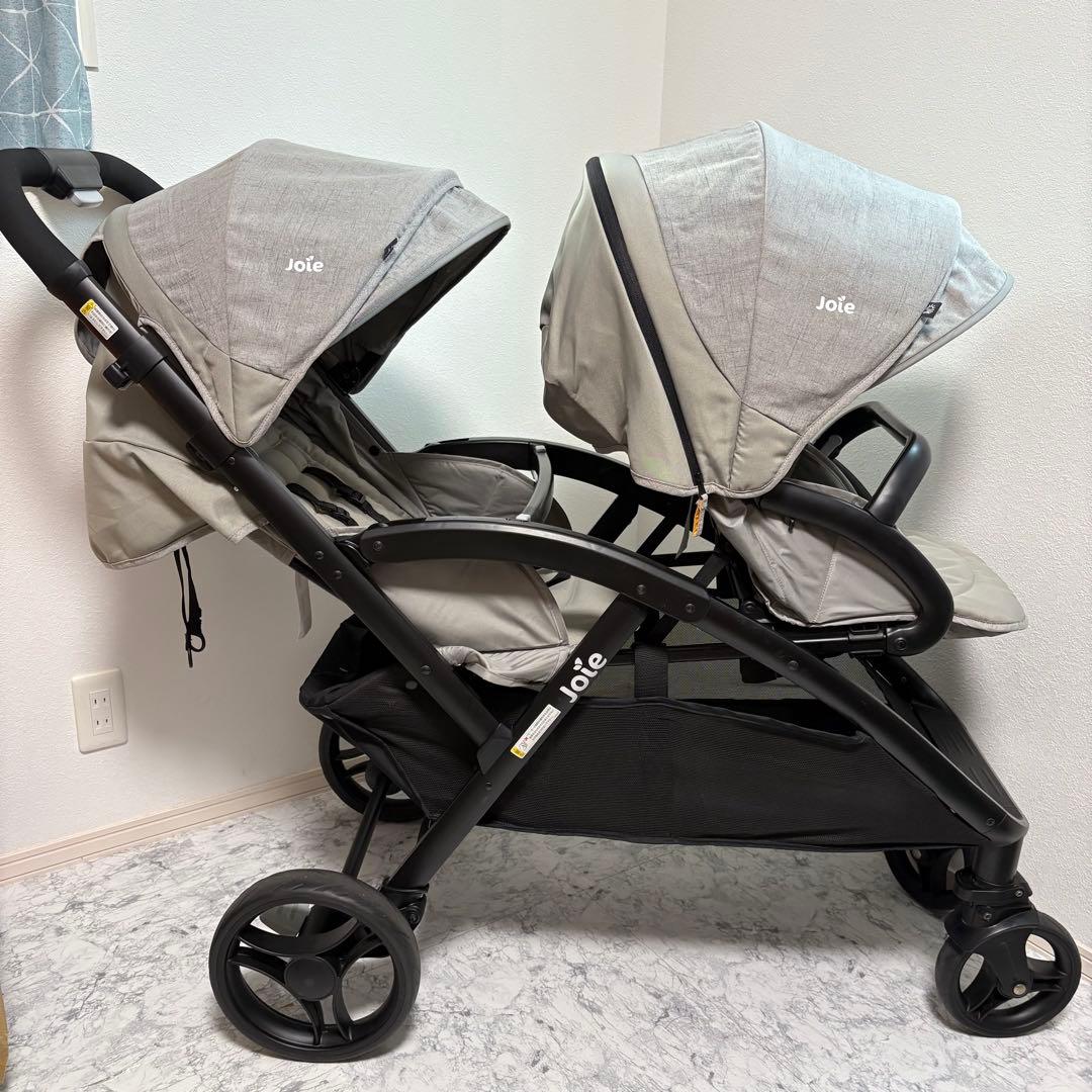 ホームクリーニング済み✨joie エヴァライトデュオ 二人乗りベビーカー グレー