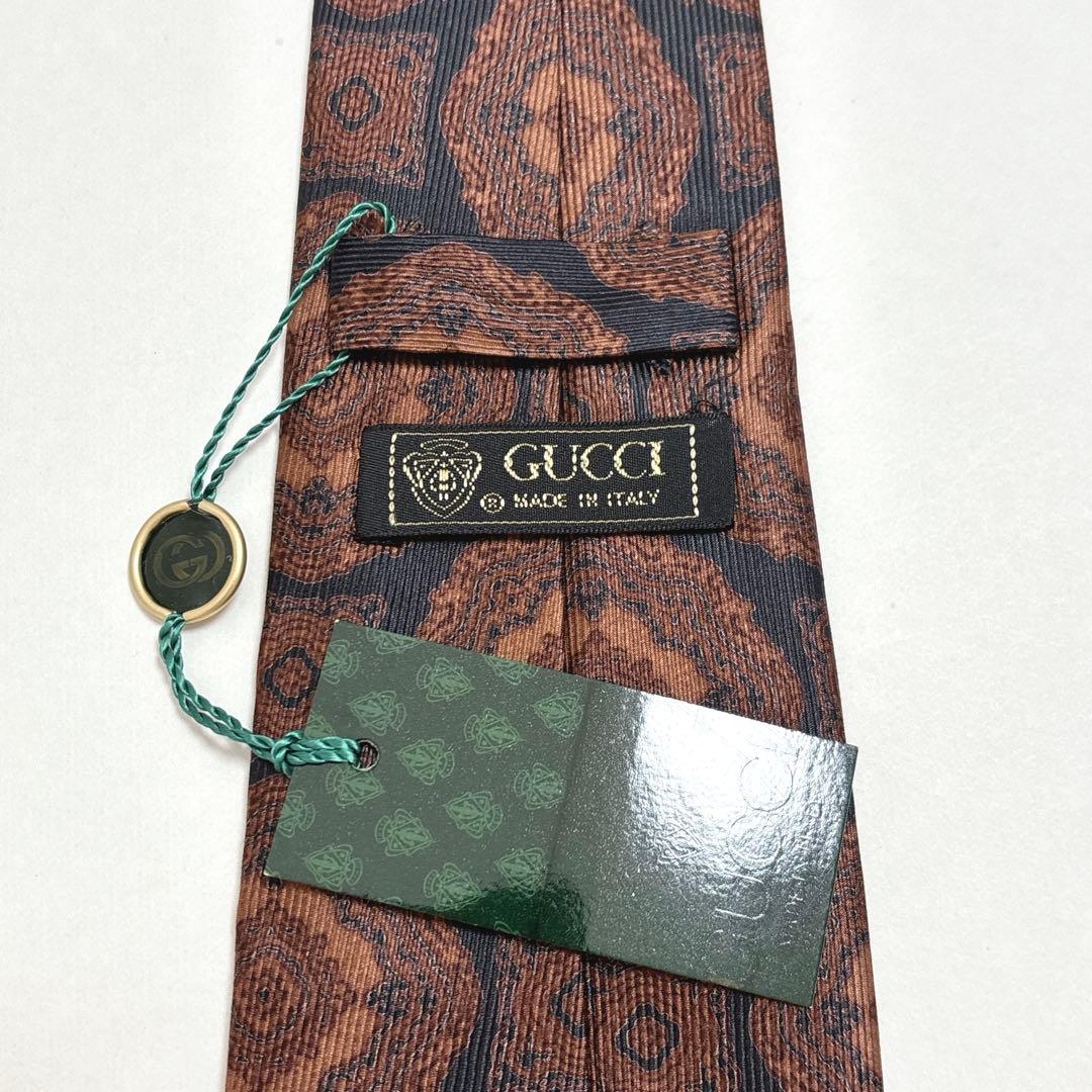 グッチ ネクタイ シルク GG ロゴ 小紋柄 ブラウン 新品 未使用品