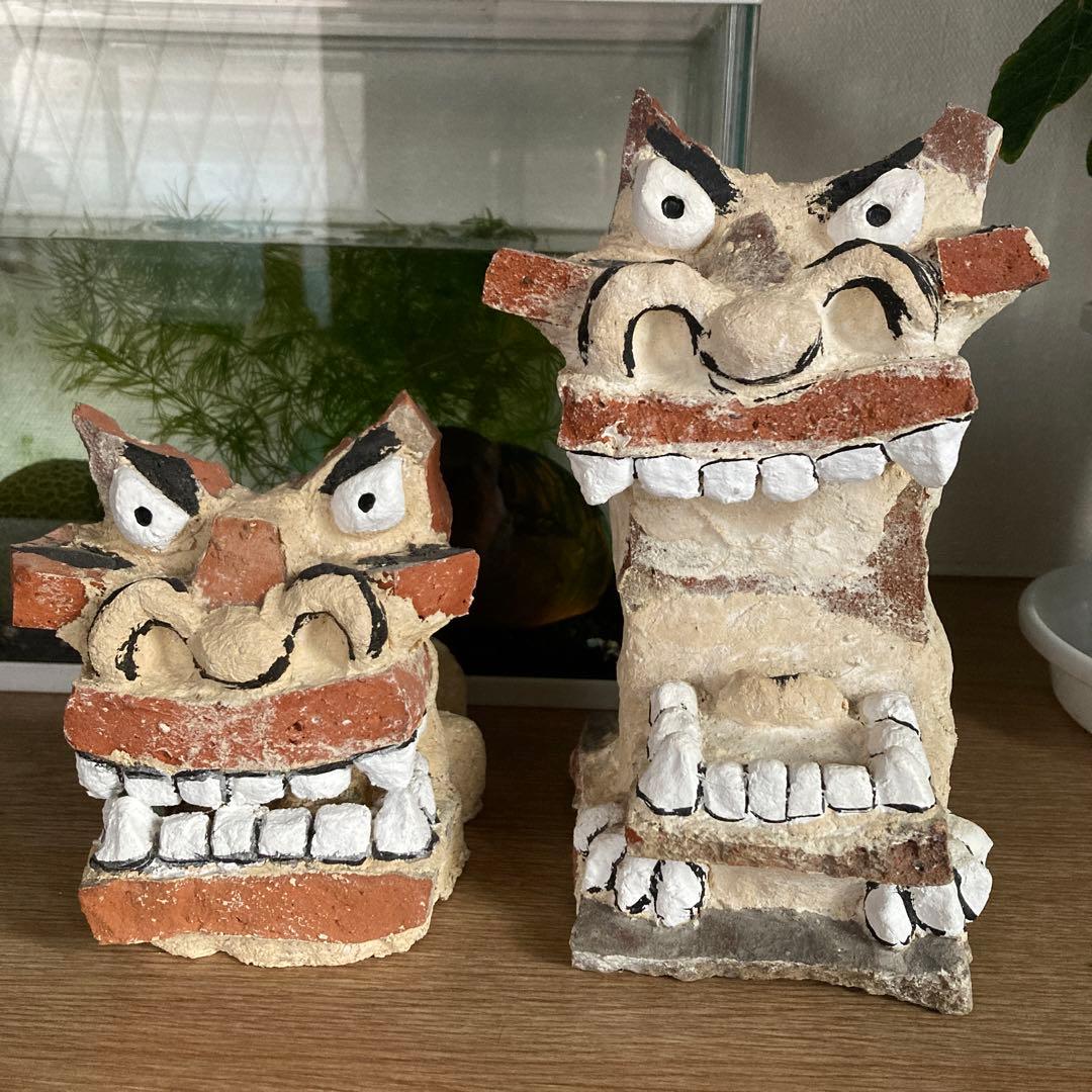 シーサー 陶器置物セット 大小