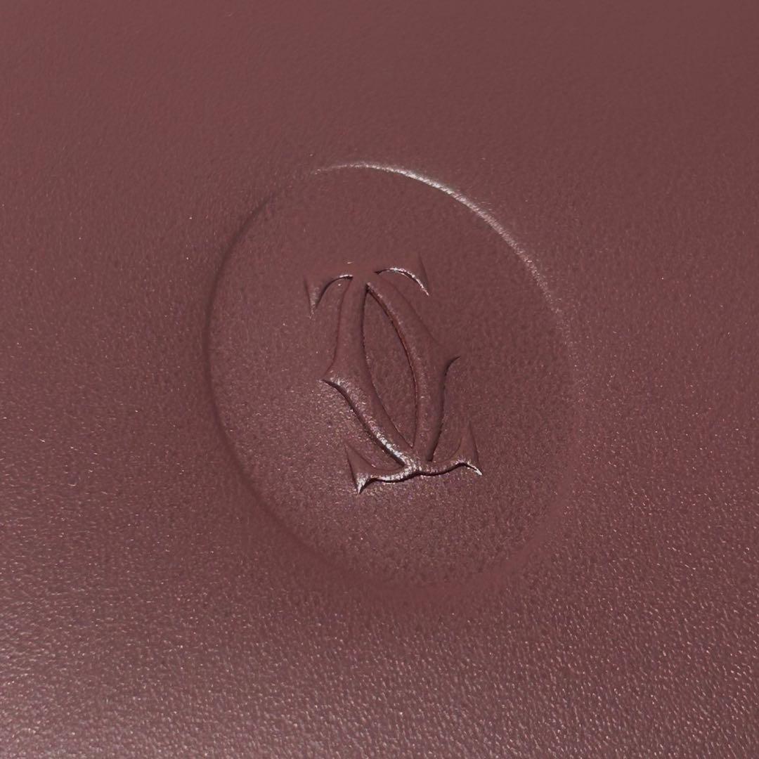 Cartier 長財布 札入れ カーフレザー ボルドー ロゴ マストライン 箱付