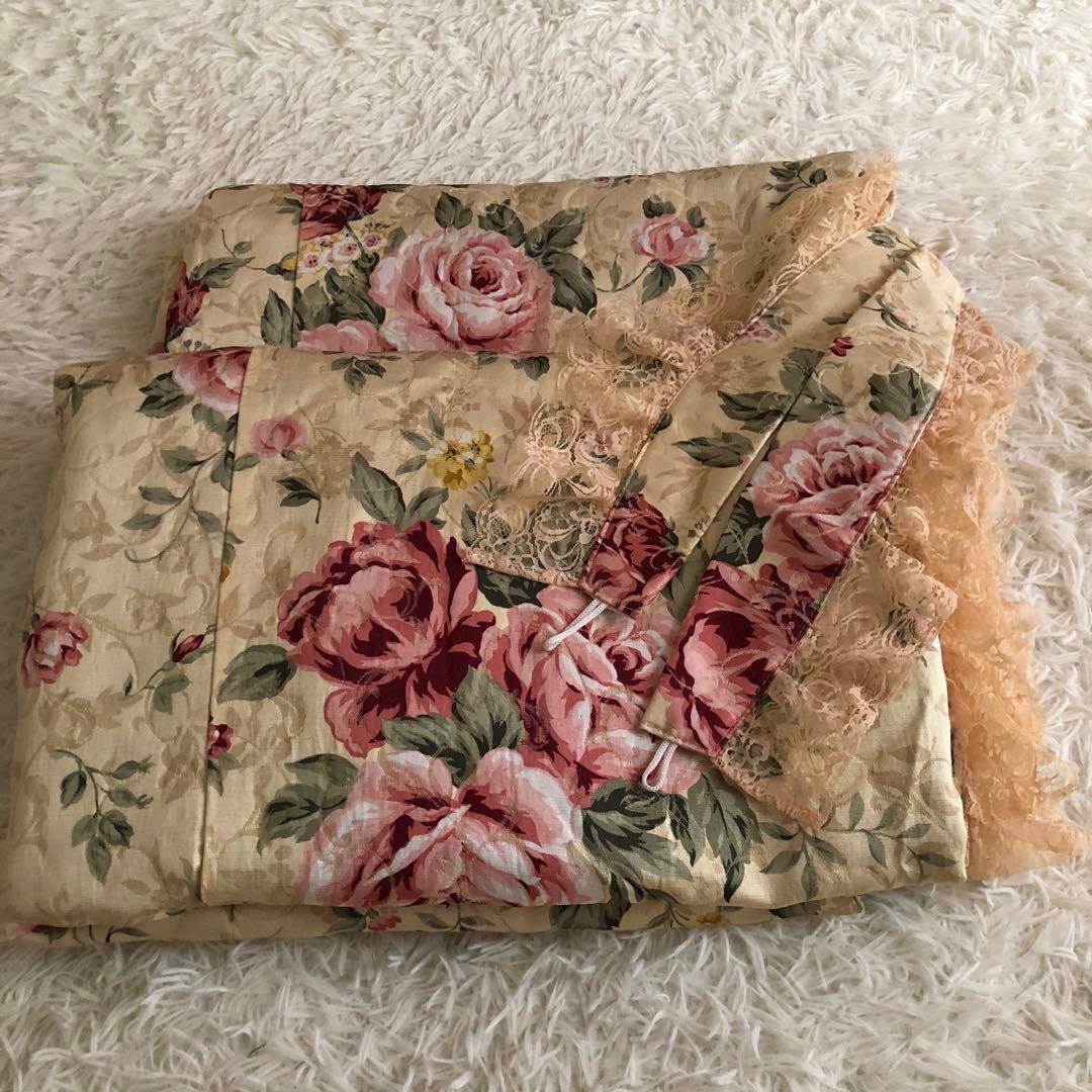 遮光 姫系 ゴブラン 薔薇 カーテン 150×137㎝ 2枚セット