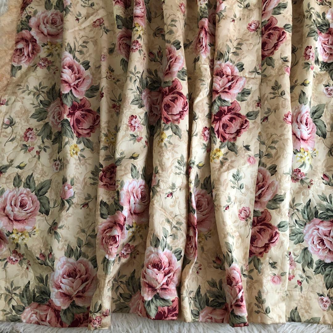 遮光 姫系 ゴブラン 薔薇 カーテン 150×137㎝ 2枚セット