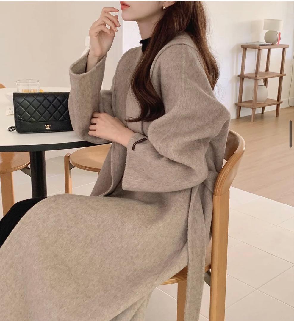 大お値下げ◎アルパカ混ショールハンドメイドコート